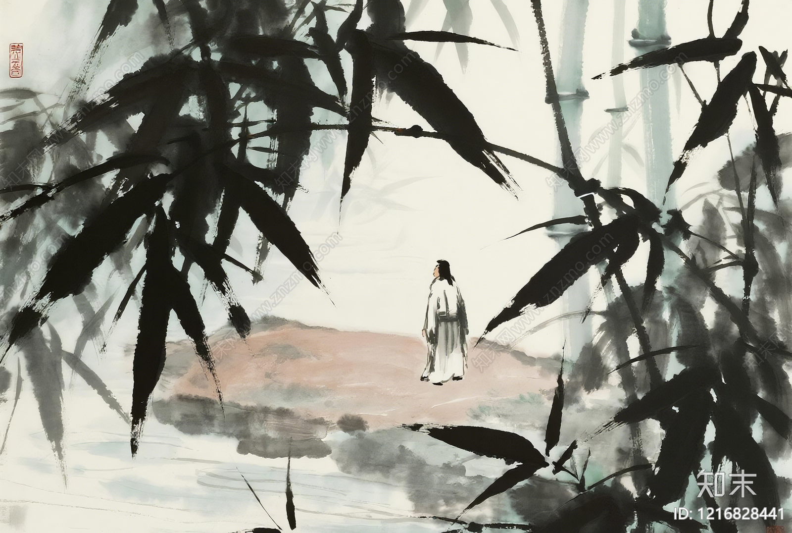 新中式水墨画贴图下载【ID:1216828441】