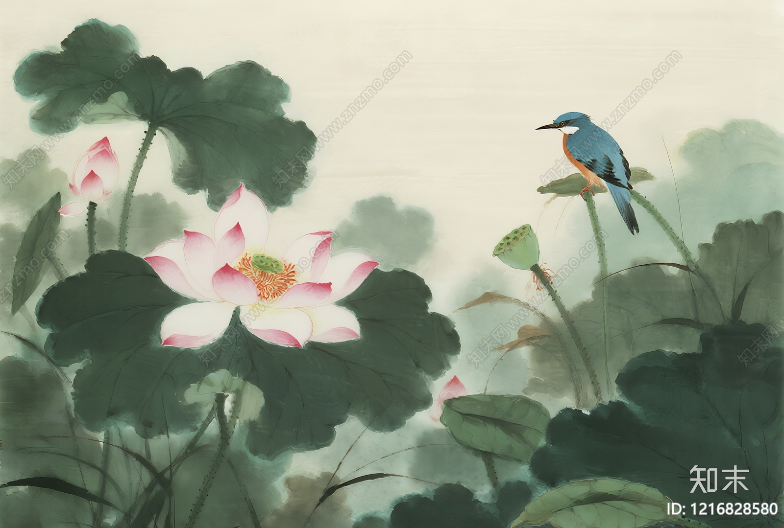 新中式水墨画贴图下载【ID:1216828580】