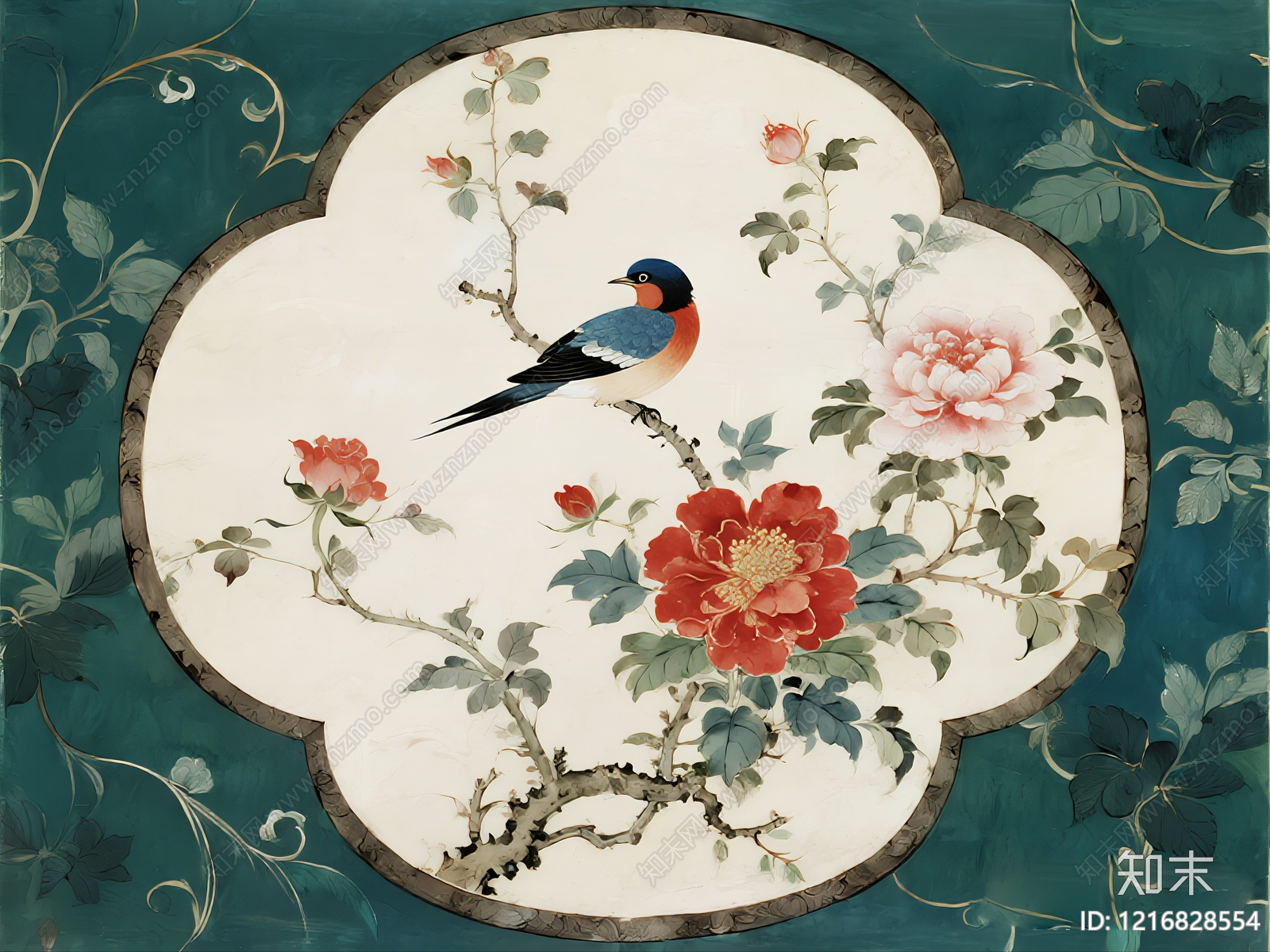 新中式装饰画贴图下载【ID:1216828554】