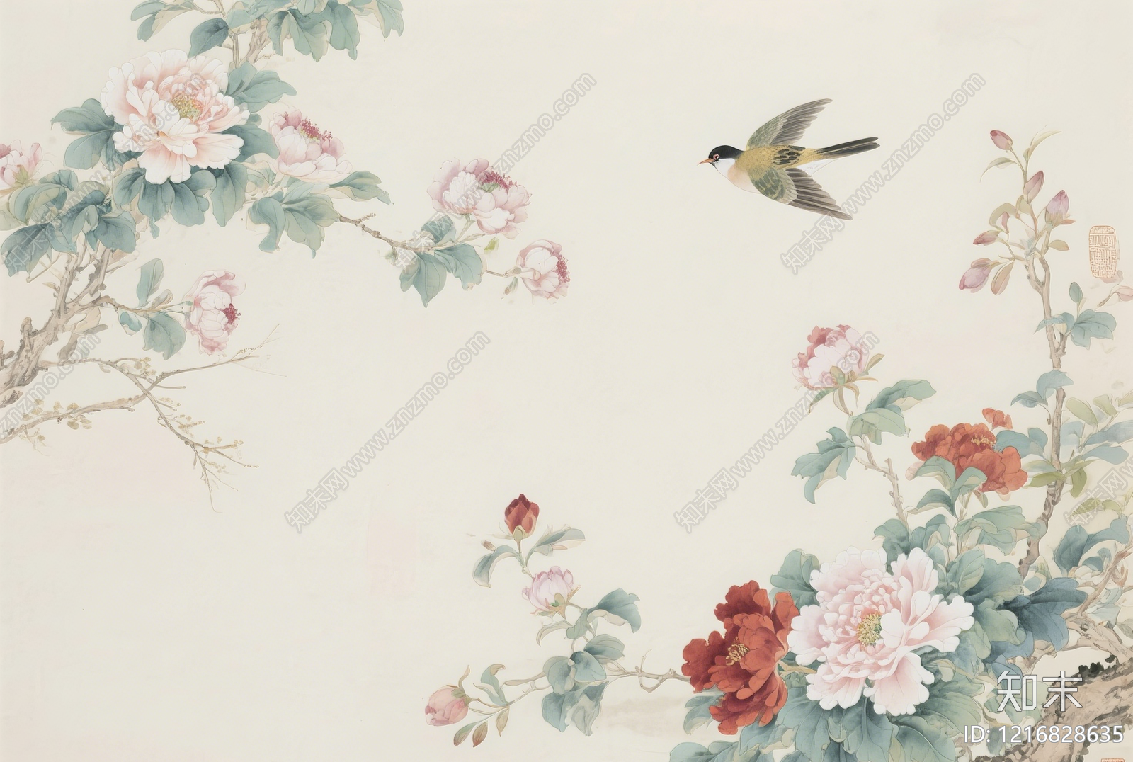 新中式字画贴图下载【ID:1216828635】