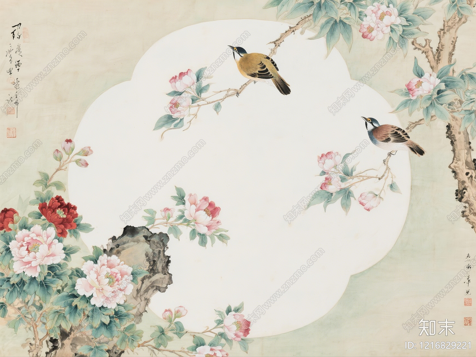 新中式字画贴图下载【ID:1216829221】