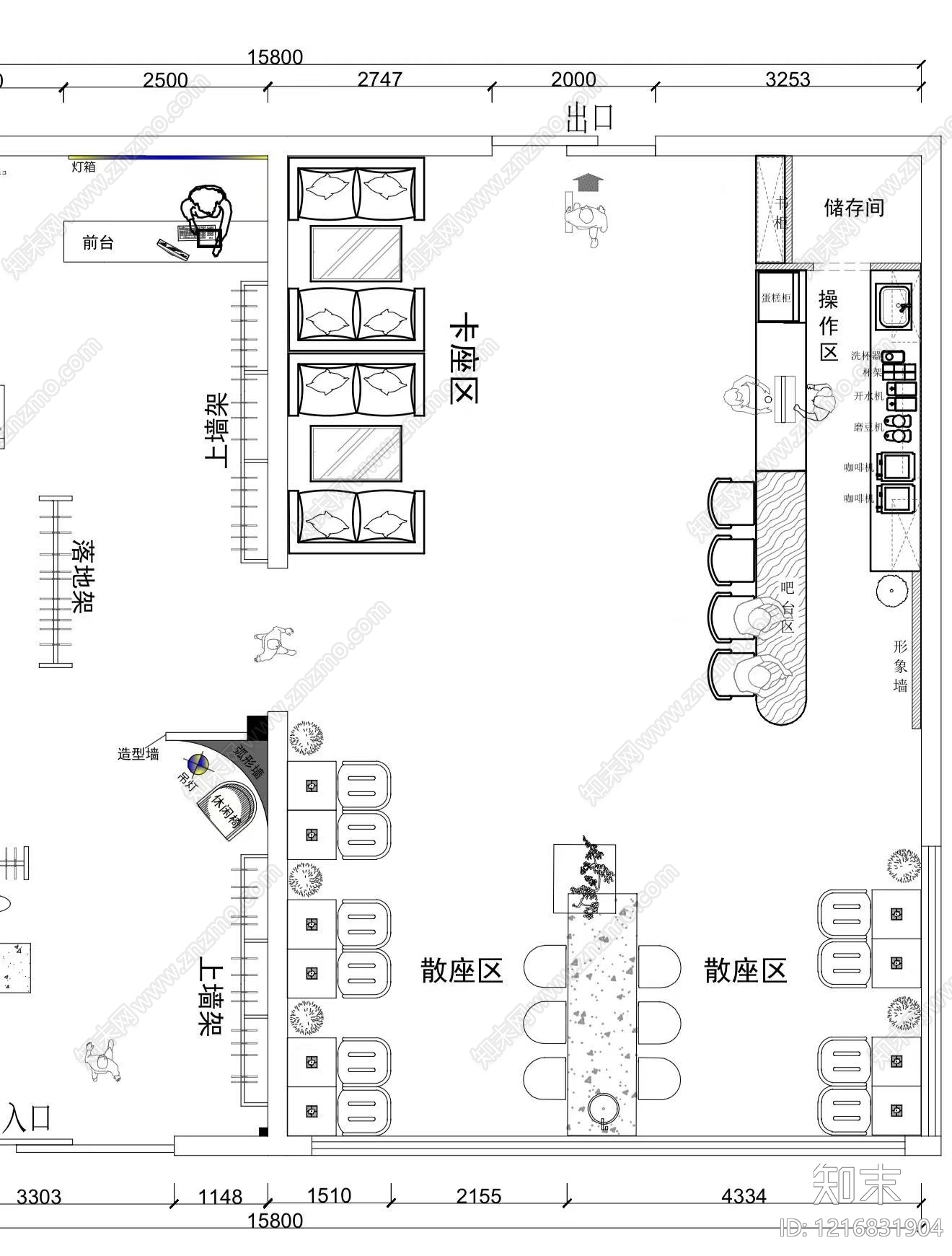 奶油服装店cad施工图下载【ID:1216831904】