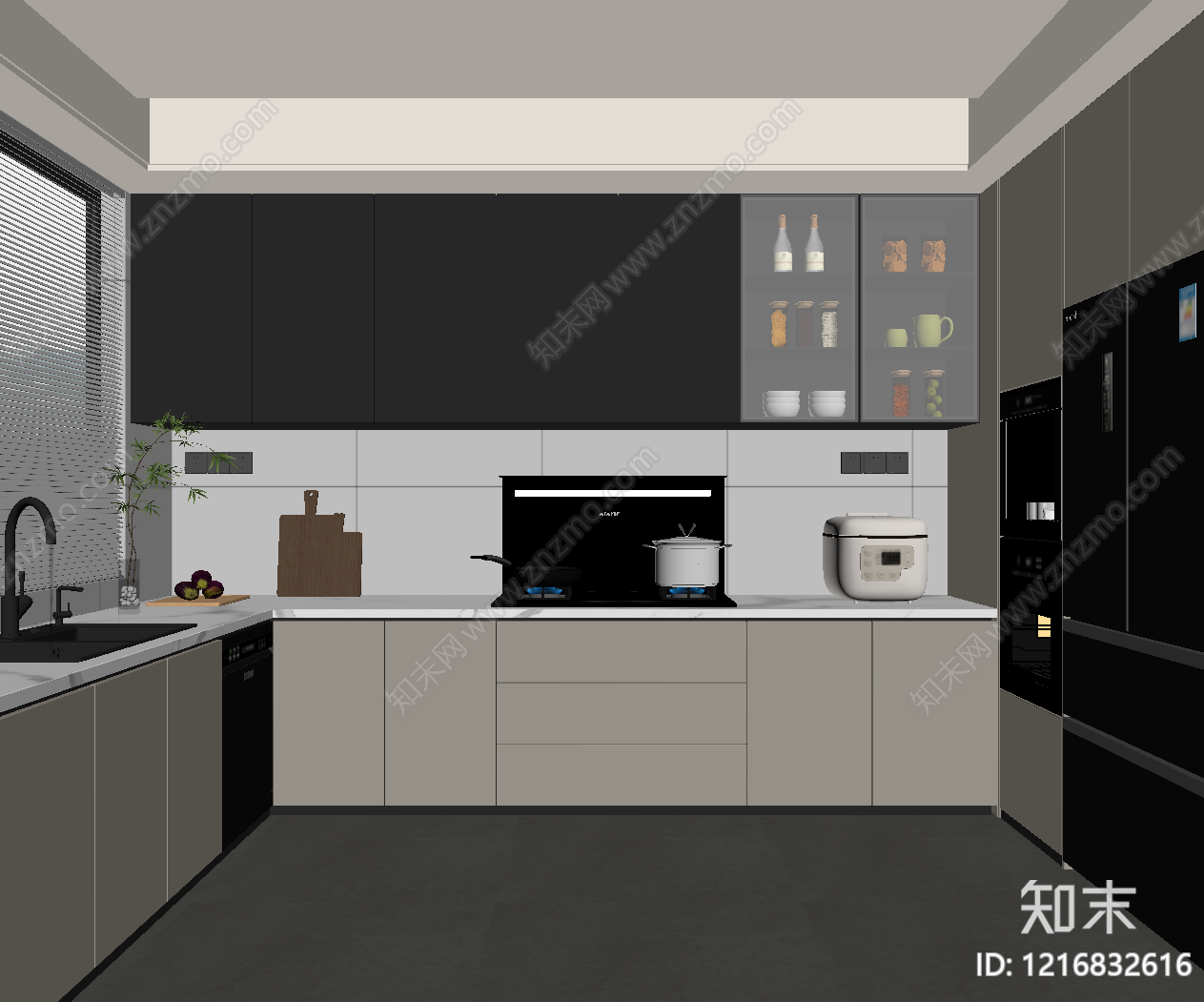 现代开放式厨房SU模型下载【ID:1216832616】