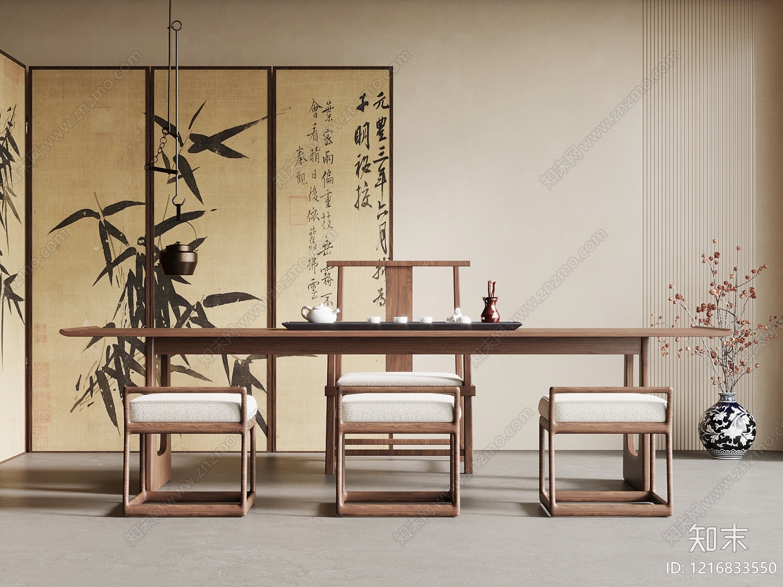 新中式茶室3D模型下载【ID:1216833550】