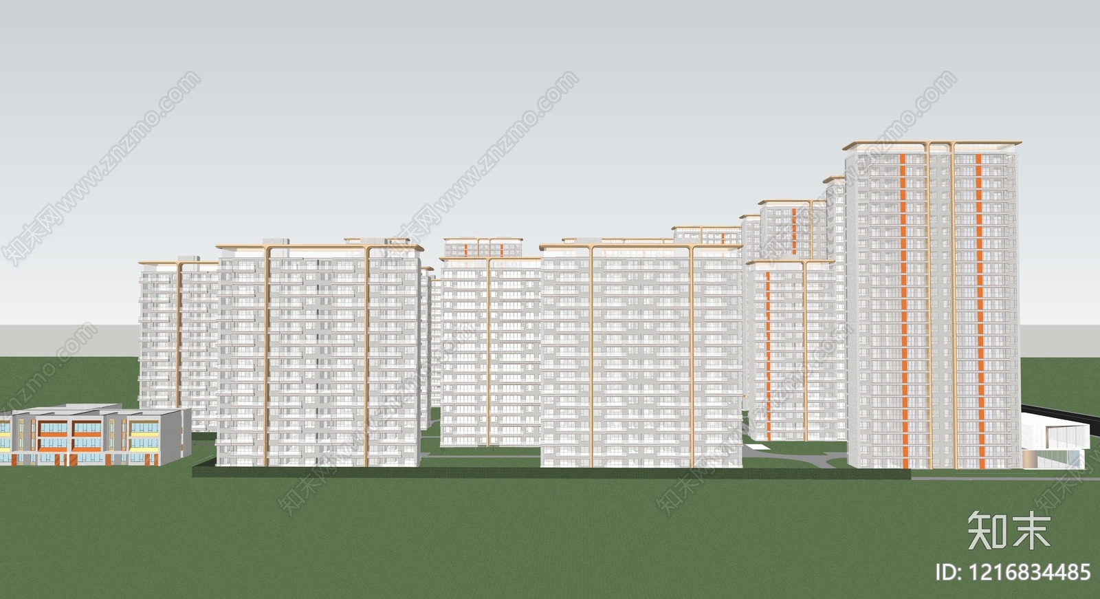 现代小区建筑SU模型下载【ID:1216834485】