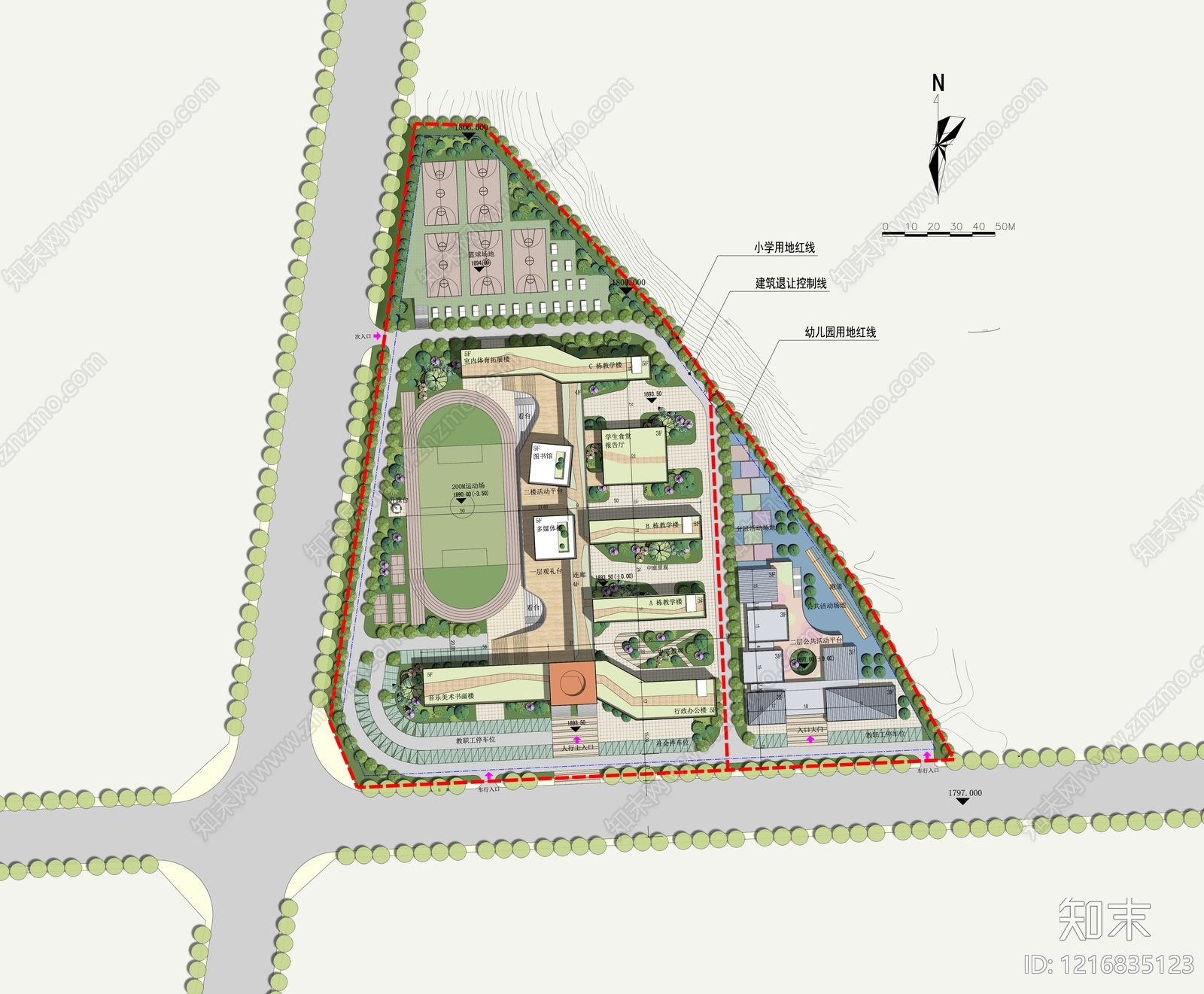 现代学校建筑施工图下载【ID:1216835123】