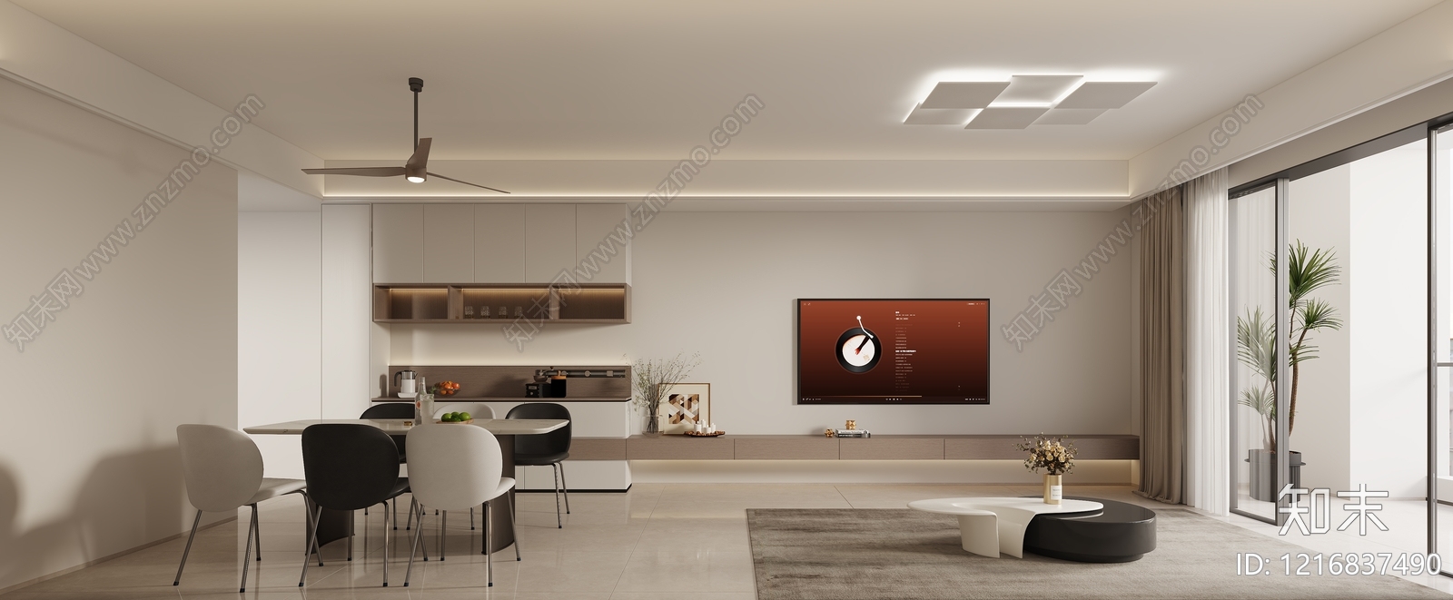 现代简约客餐厅3D模型下载【ID:1216837490】