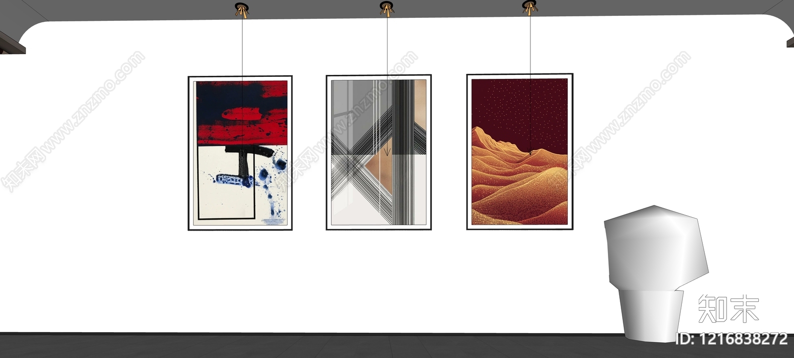 现代简约挂画SU模型下载【ID:1216838272】