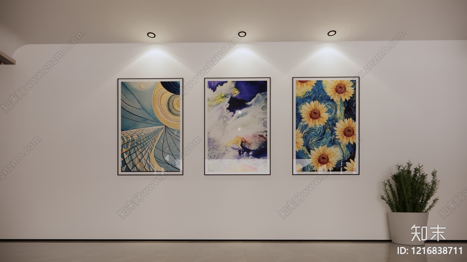 现代简约挂画SU模型下载【ID:1216838711】