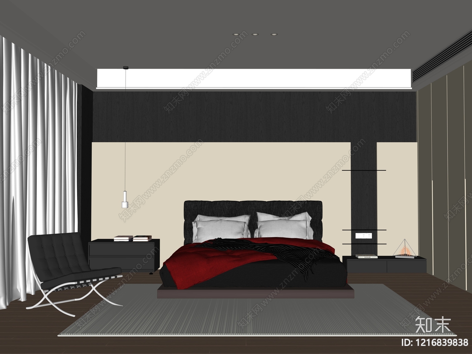 意式主卧SU模型下载【ID:1216839838】