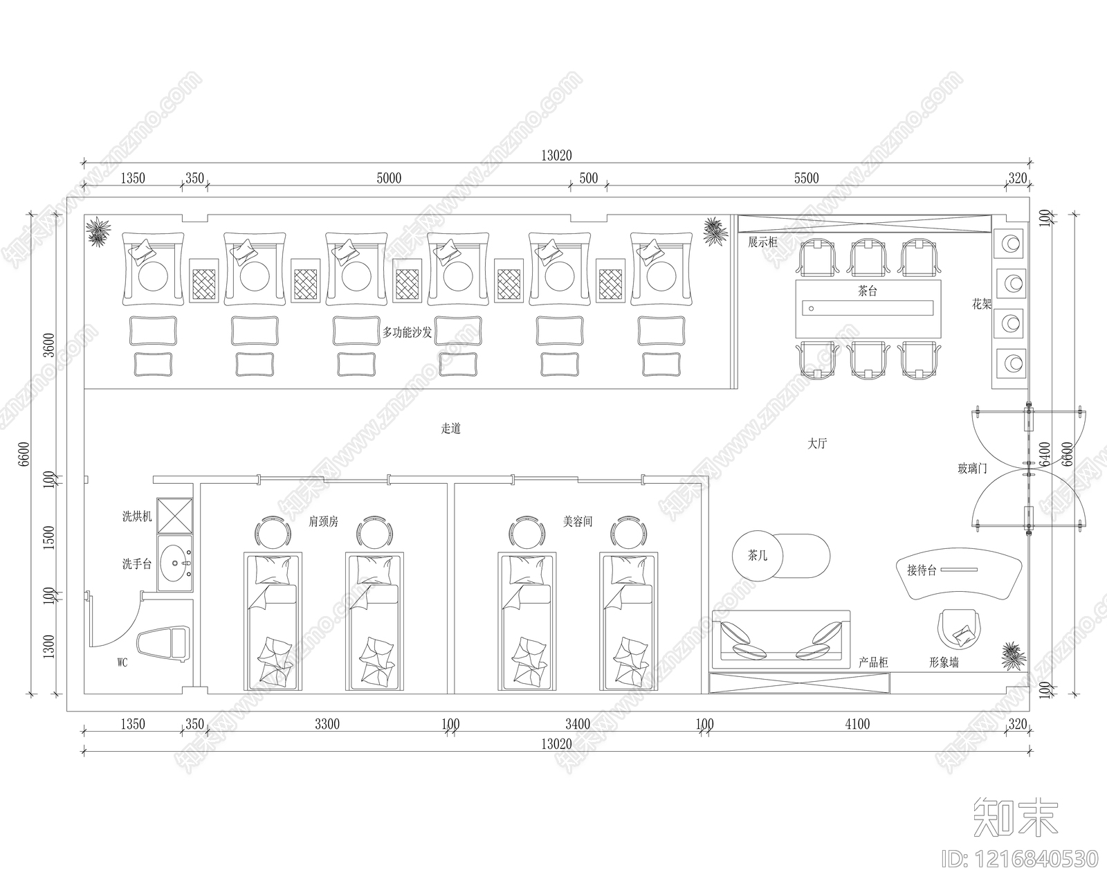 现代足浴店施工图下载【ID:1216840530】