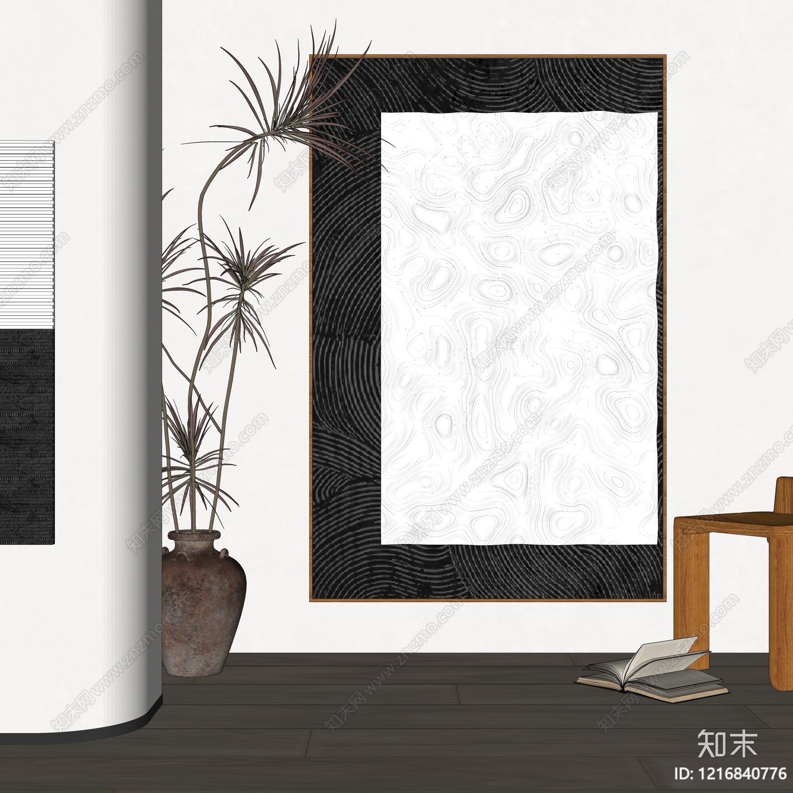 现代侘寂风玄关SU模型下载【ID:1216840776】