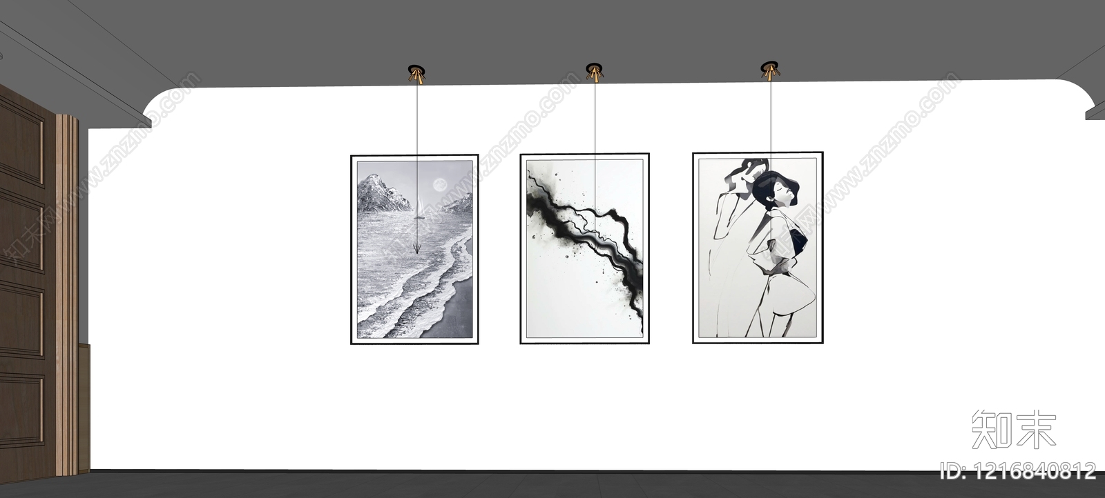 现代挂画SU模型下载【ID:1216840812】