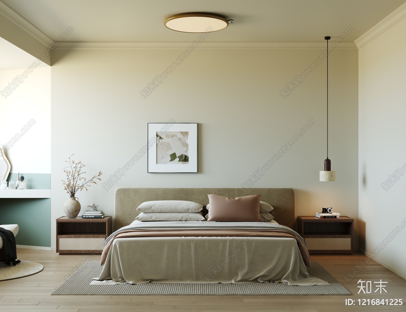 侘寂主卧SU模型下载【ID:1216841225】