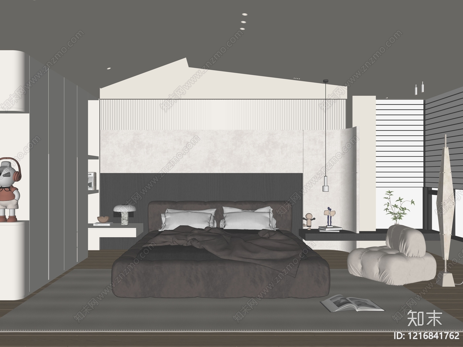现代主卧SU模型下载【ID:1216841762】