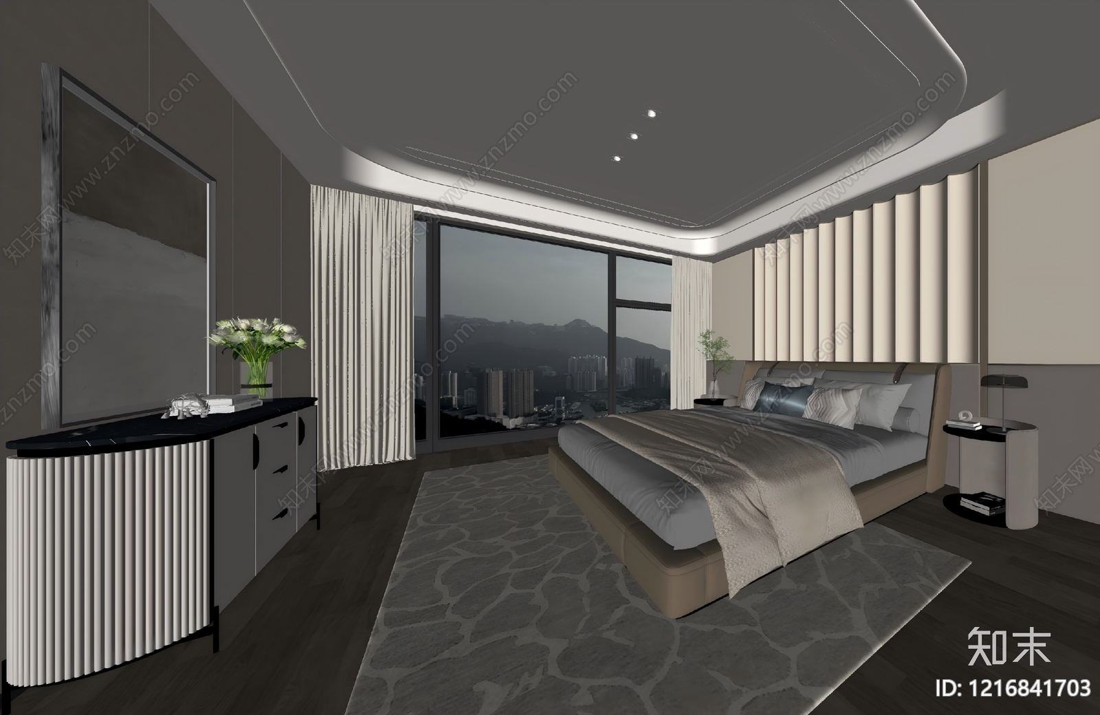 现代轻奢主卧SU模型下载【ID:1216841703】