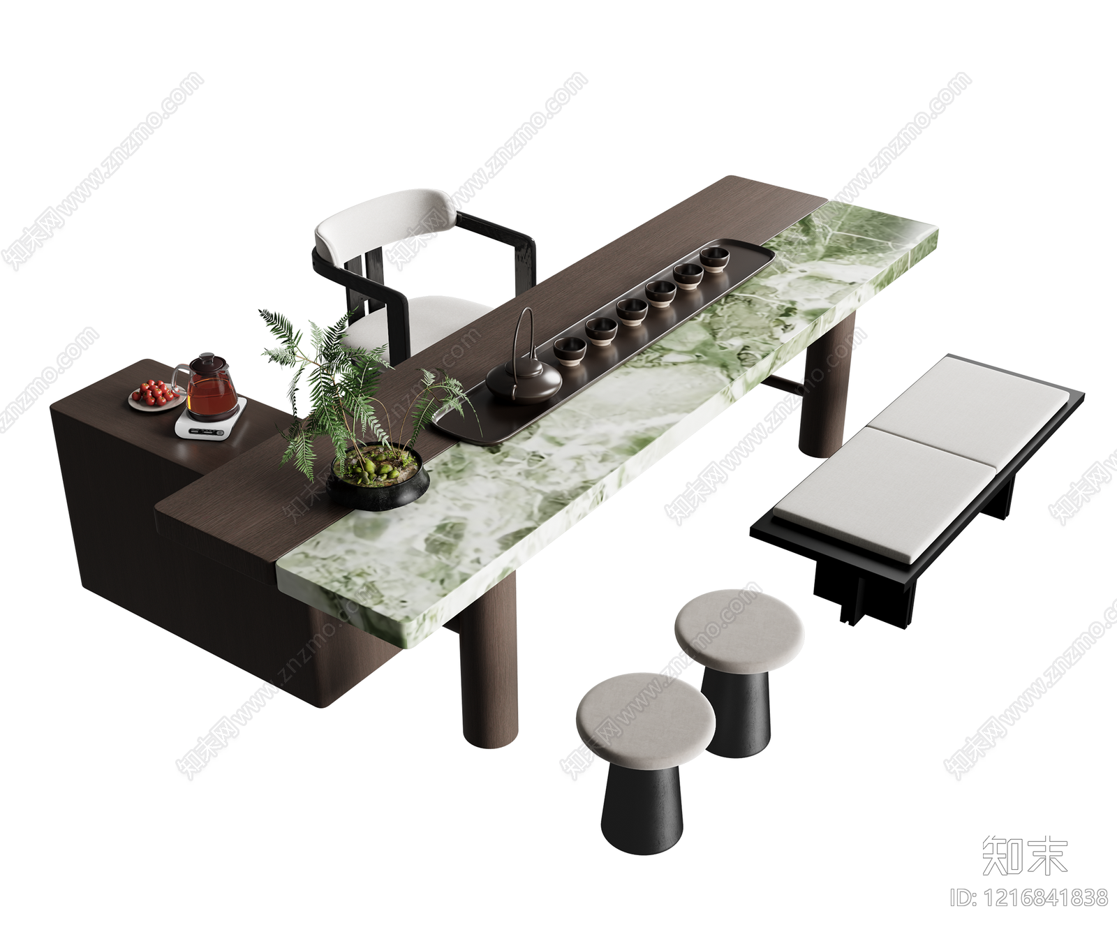 新中式茶桌椅3D模型下载【ID:1216841838】