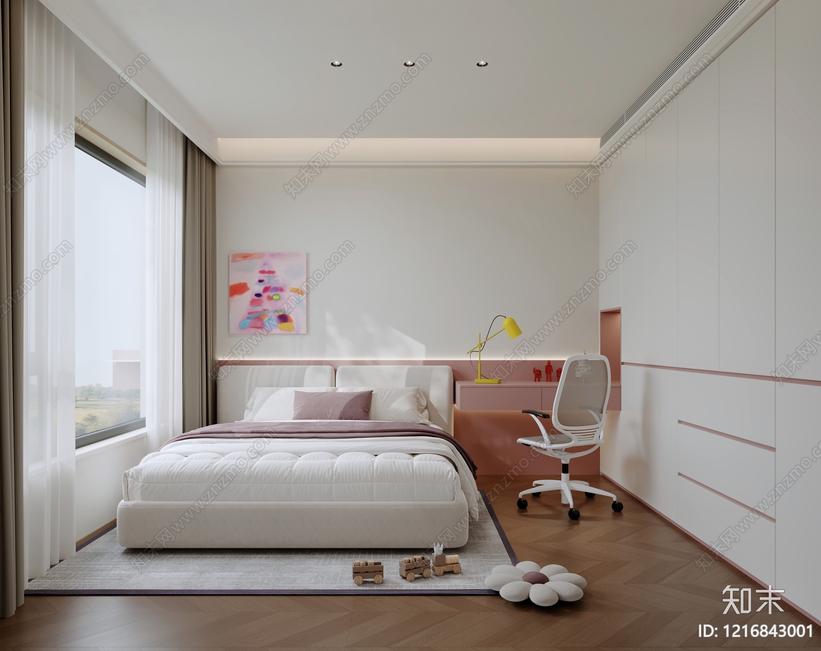 奶油风女孩房3D模型下载【ID:1216843001】