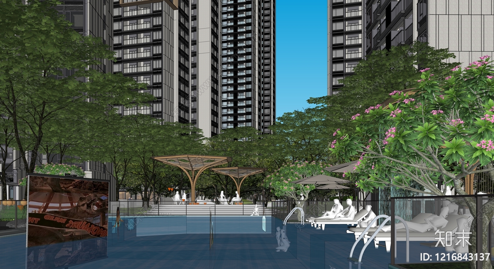 现代主义超高层住宅楼SU模型下载【ID:1216843137】