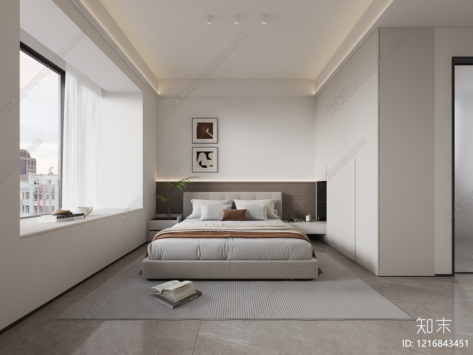 现代简约主卧3D模型下载【ID:1216843451】