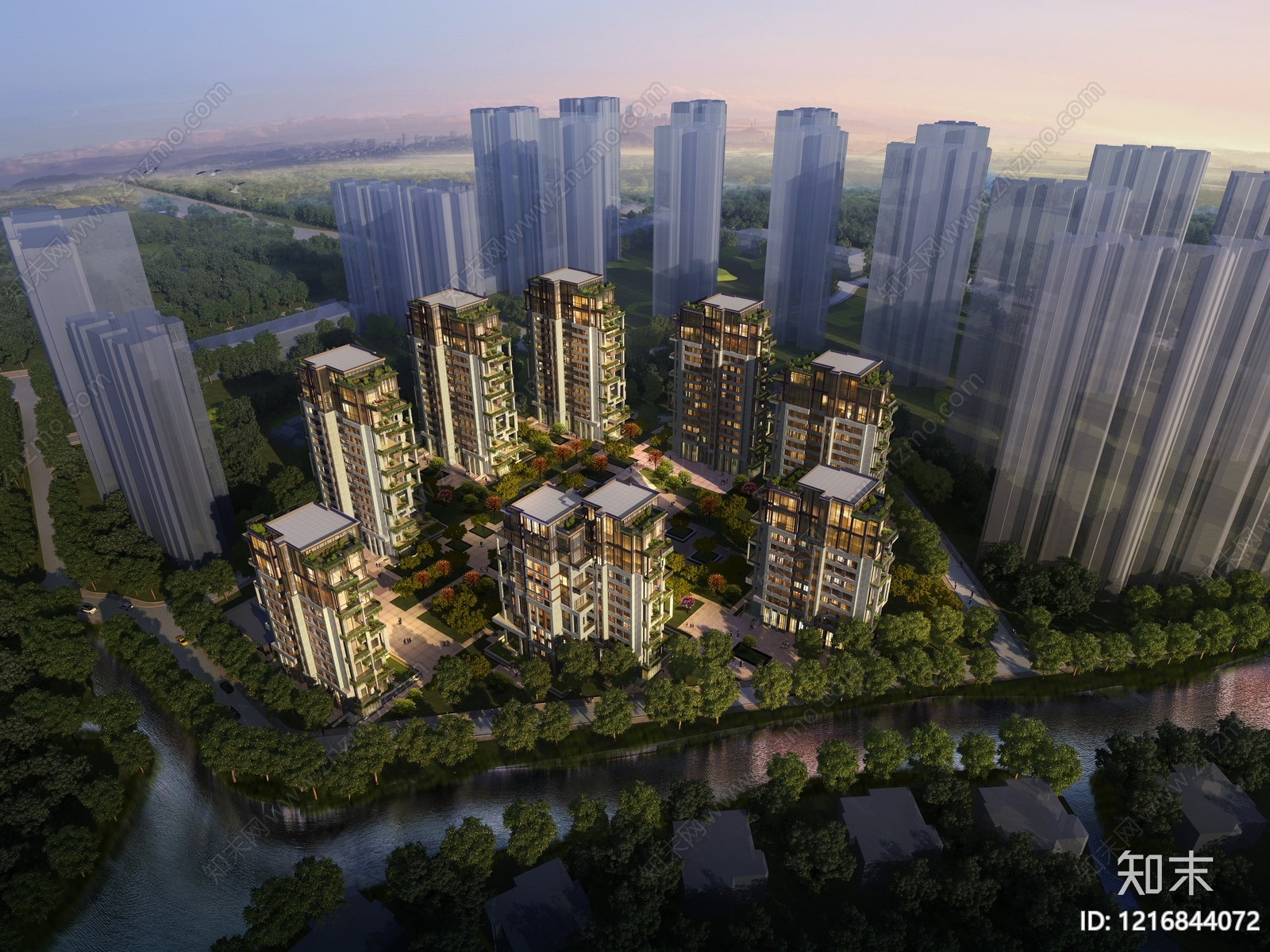 现代主义小高层住宅楼3D模型下载【ID:1216844072】