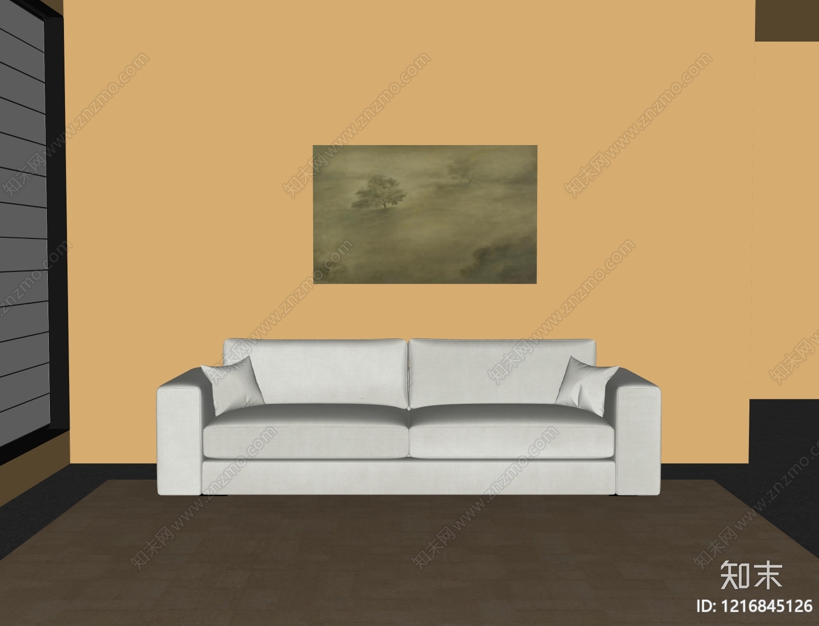 现代简约双人沙发SU模型下载【ID:1216845126】