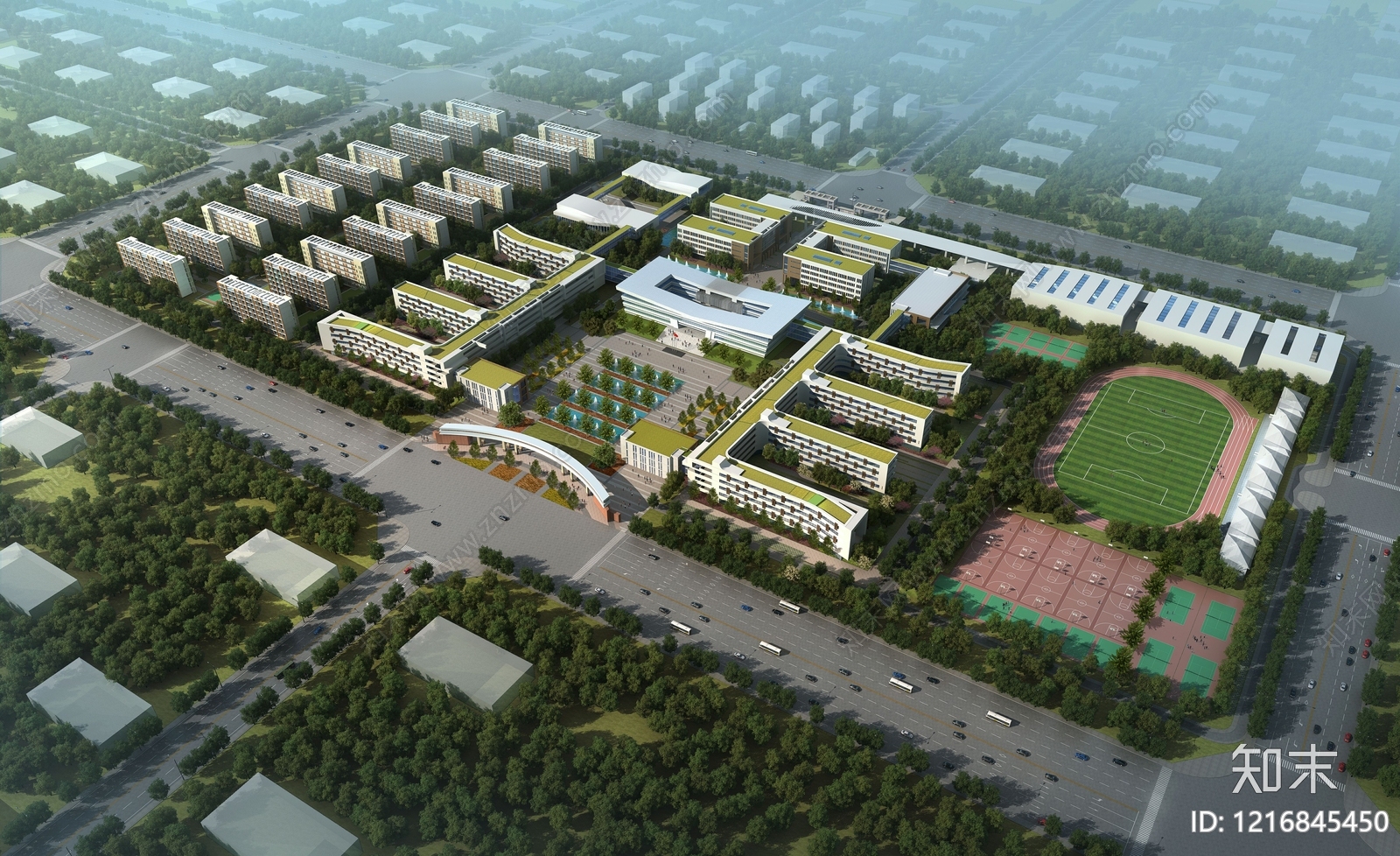 现代主义学校外观3D模型下载【ID:1216845450】