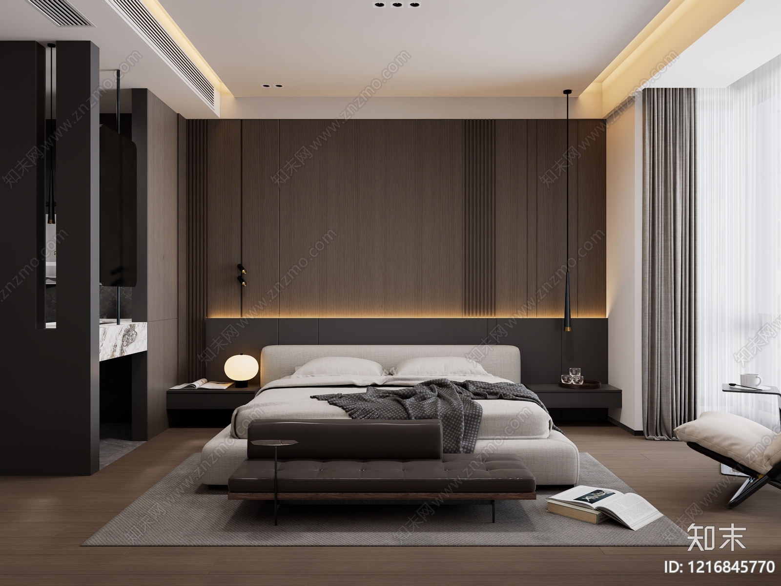 现代主卧SU模型下载【ID:1216845770】