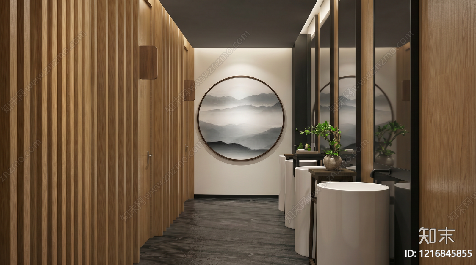 新中式酒店卫生间SU模型下载【ID:1216845855】