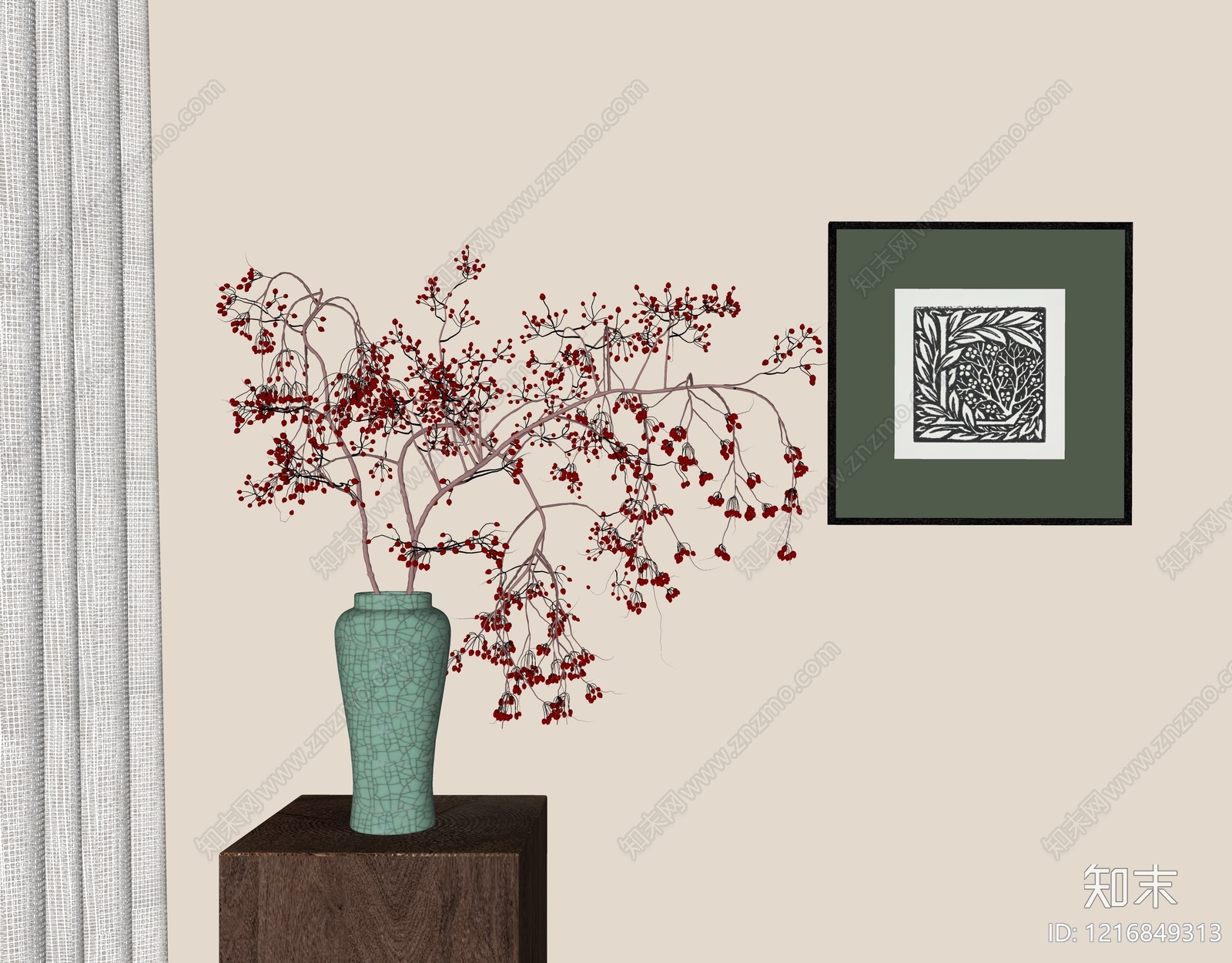 新中式花艺SU模型下载【ID:1216849313】