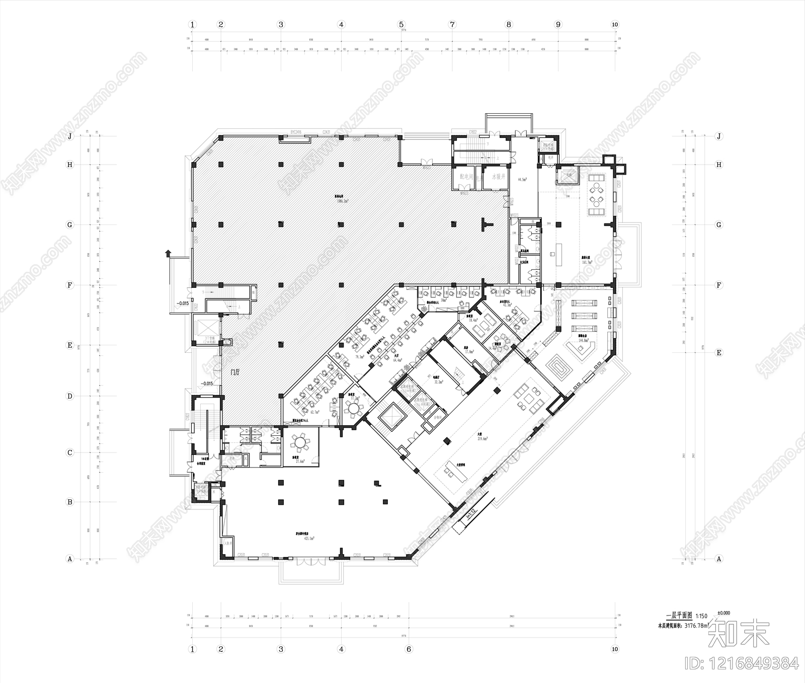 现代整体办公空间cad施工图下载【ID:1216849384】