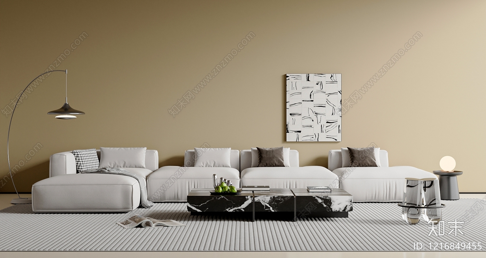 极简沙发组合3D模型下载【ID:1216849455】