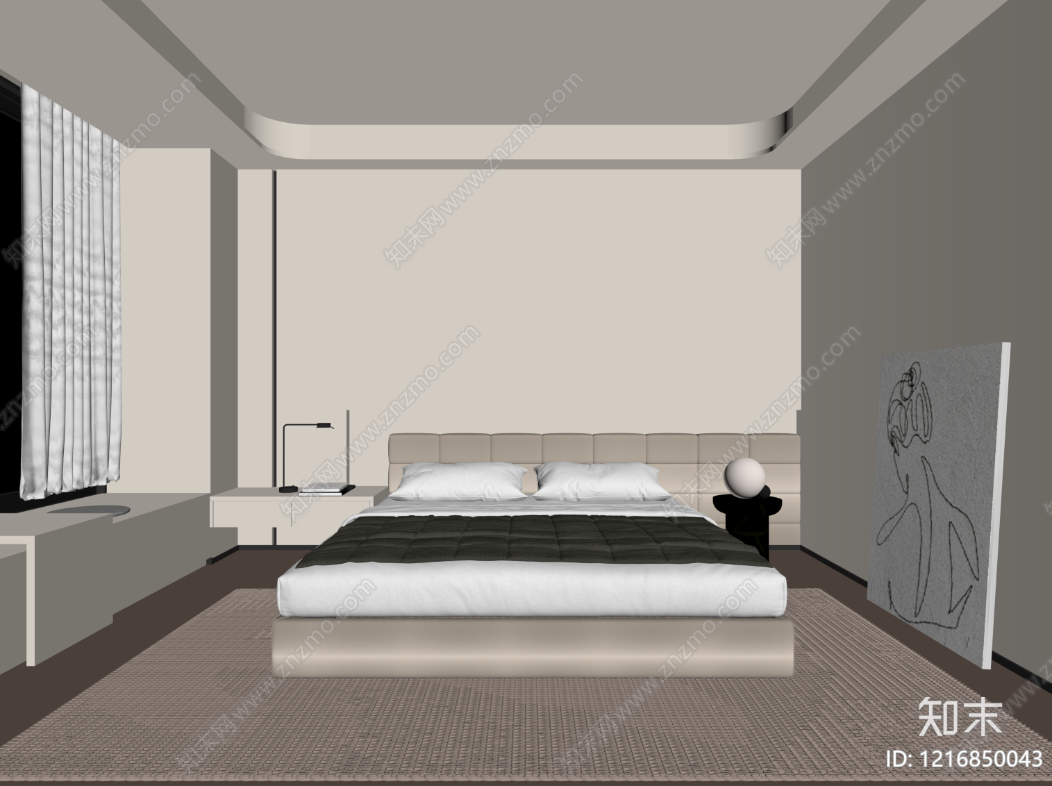 现代主卧SU模型下载【ID:1216850043】