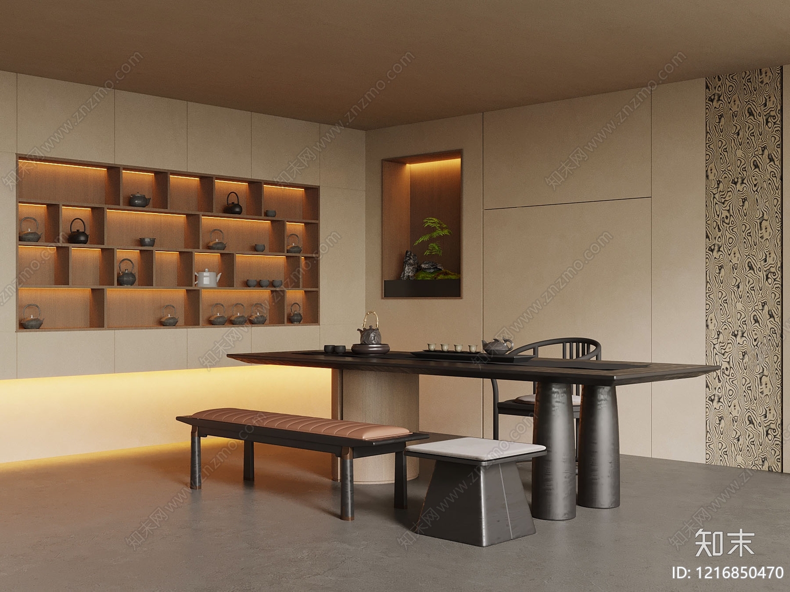 新中式茶室SU模型下载【ID:1216850470】
