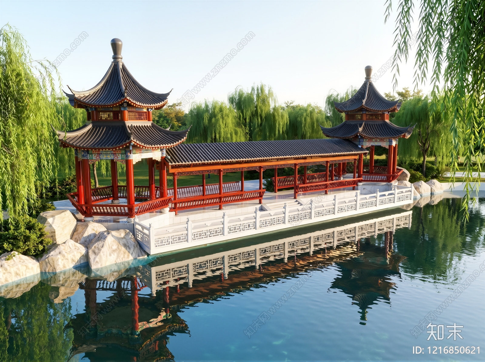 新中式连廊SU模型草图