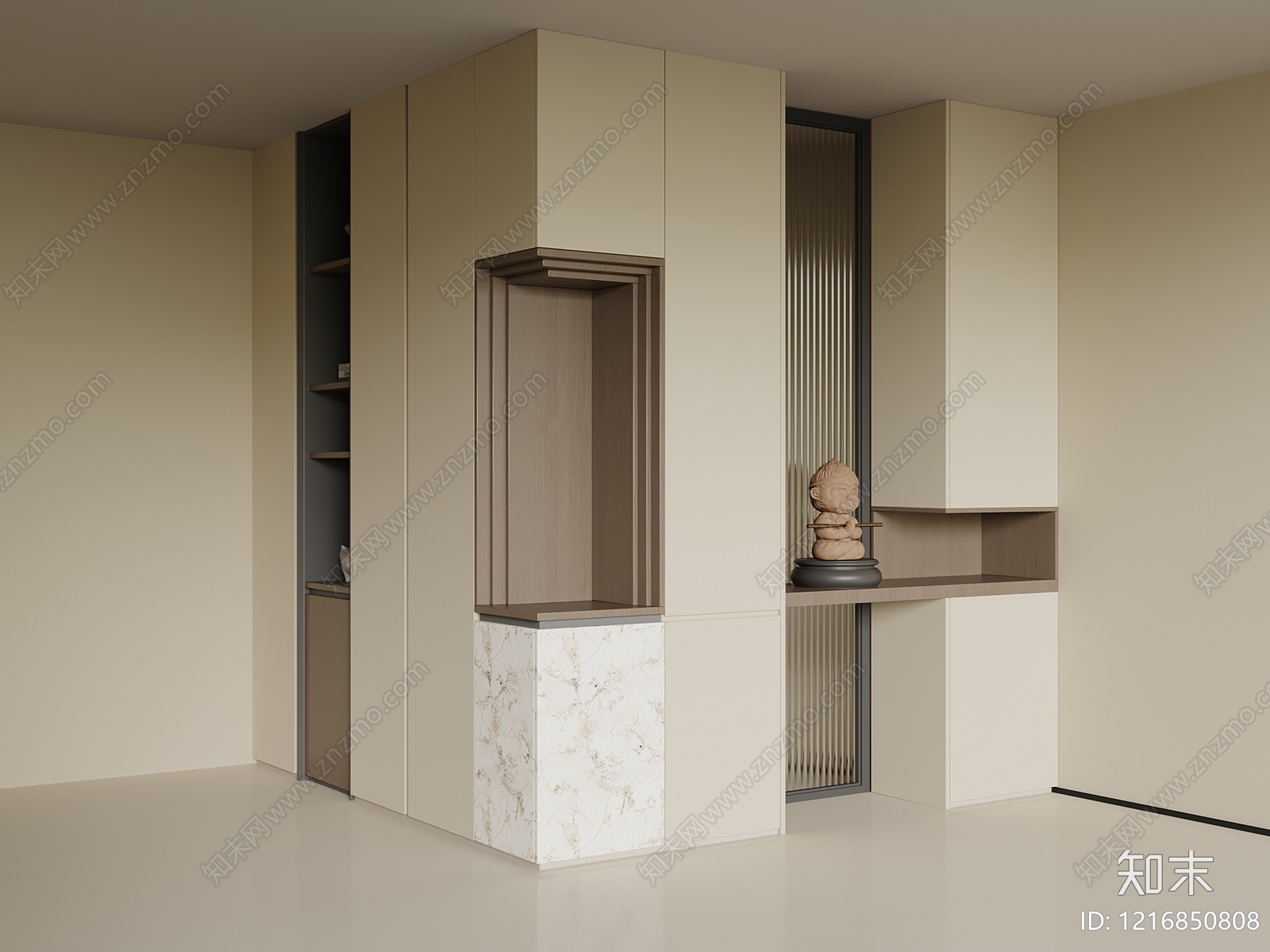奶油风玄关3D模型下载【ID:1216850808】