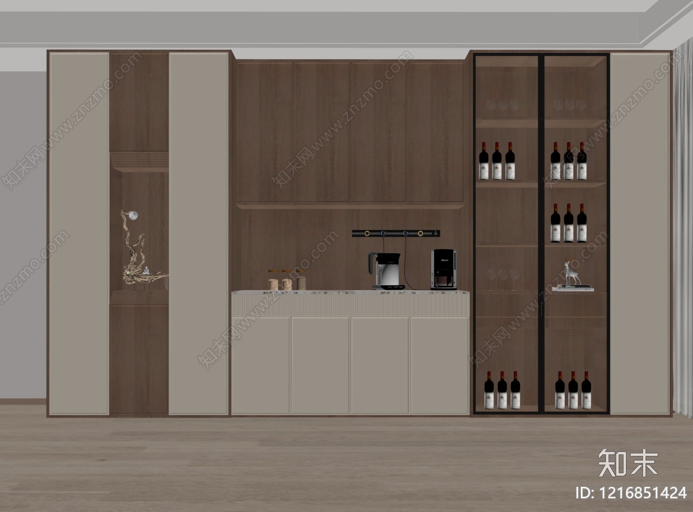 现代简约酒柜SU模型下载【ID:1216851424】