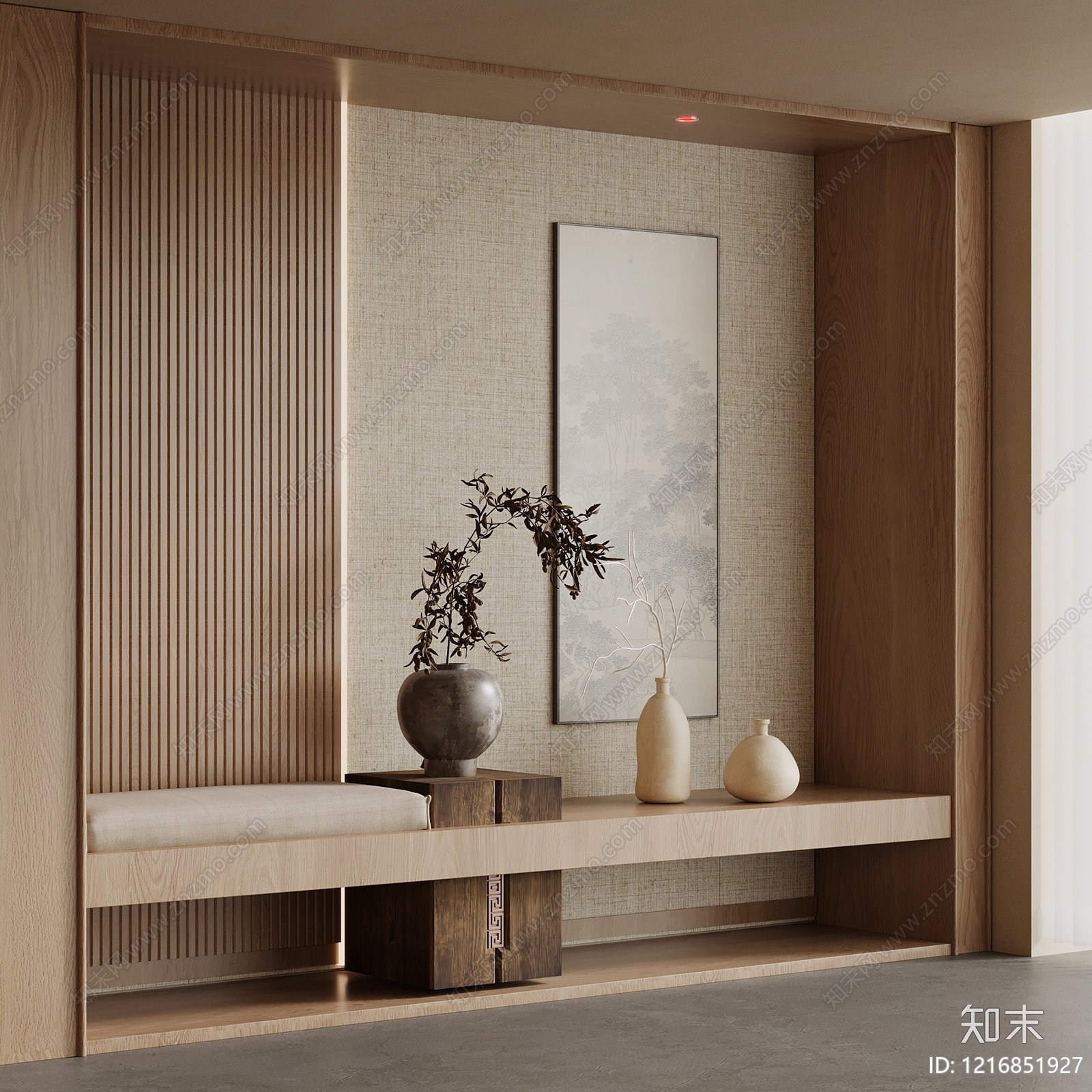 新中式玄关3D模型下载【ID:1216851927】