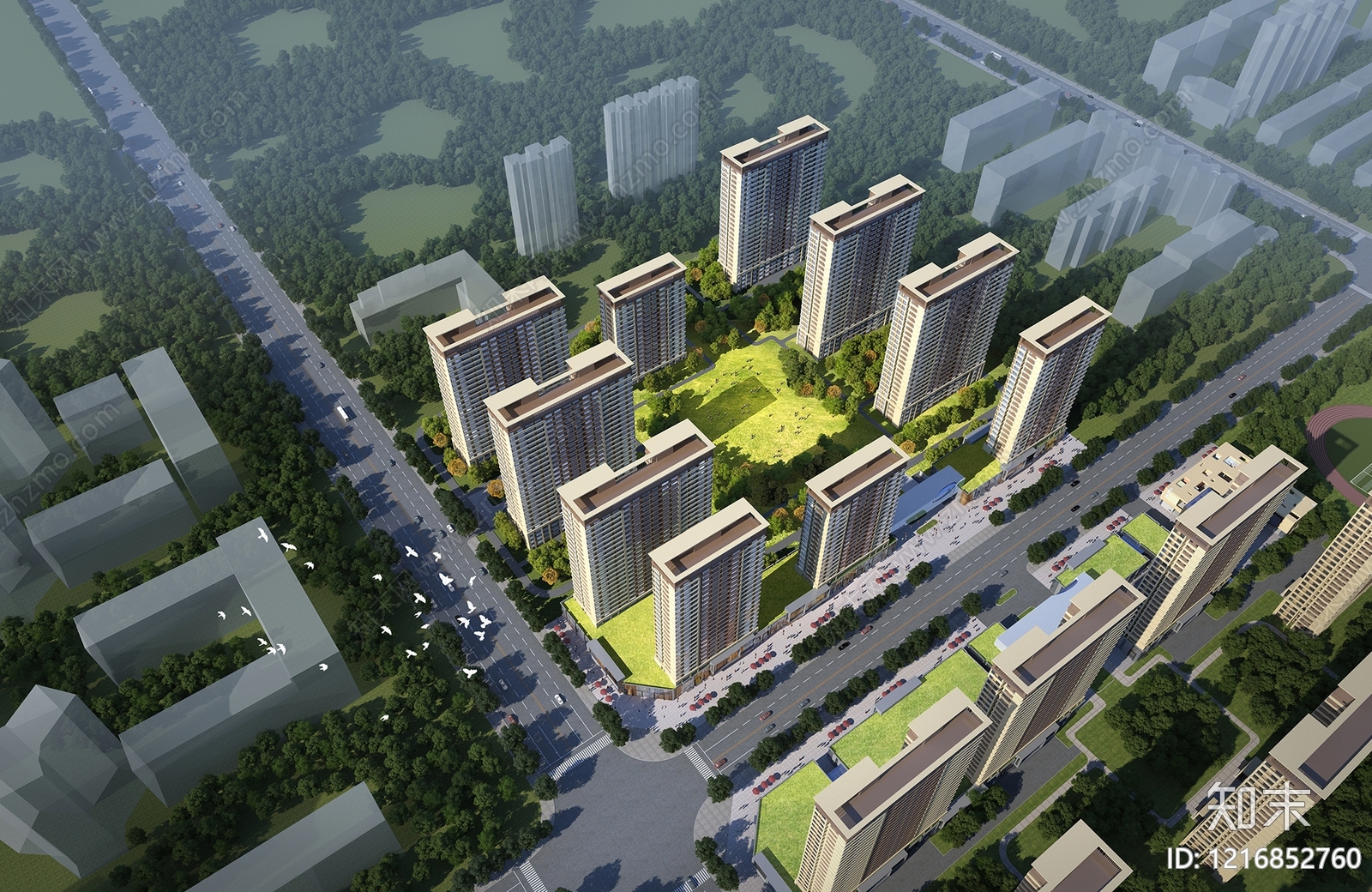 现代主义小高层住宅楼3D模型下载【ID:1216852760】