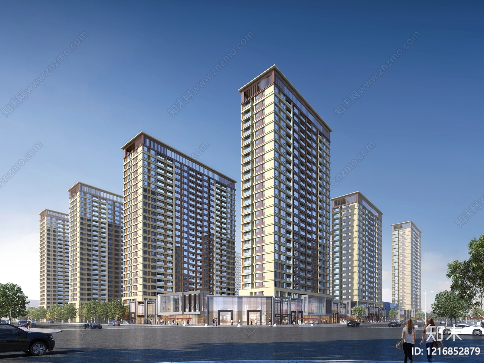 新中式小高层住宅楼3D模型下载【ID:1216852879】