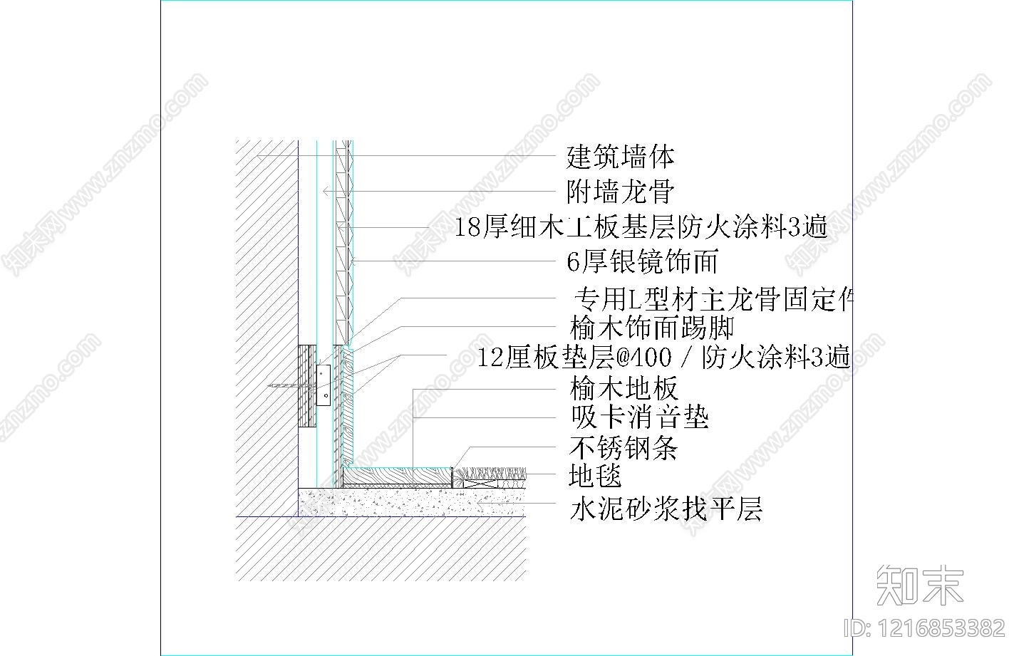 墙面节点cad施工图下载【ID:1216853382】