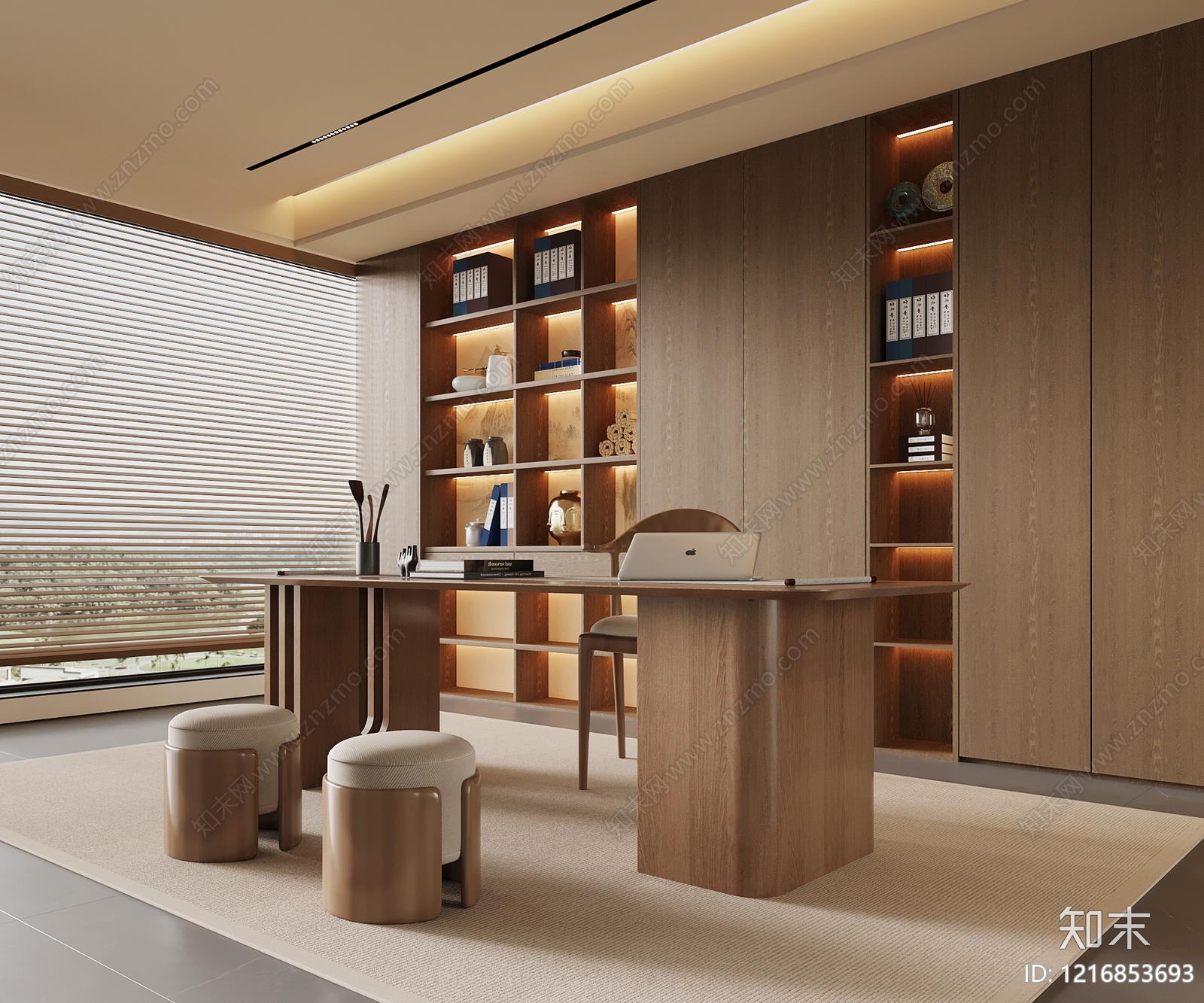 新中式书房3D模型下载【ID:1216853693】