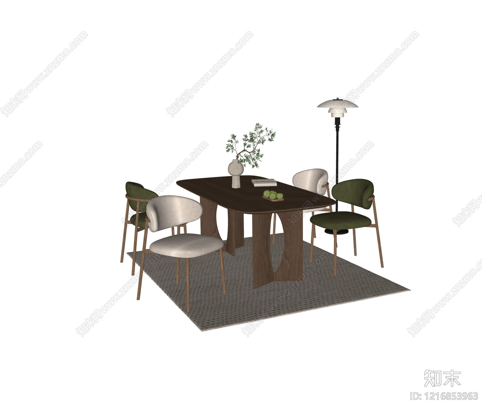 北欧餐桌椅SU模型下载【ID:1216853963】