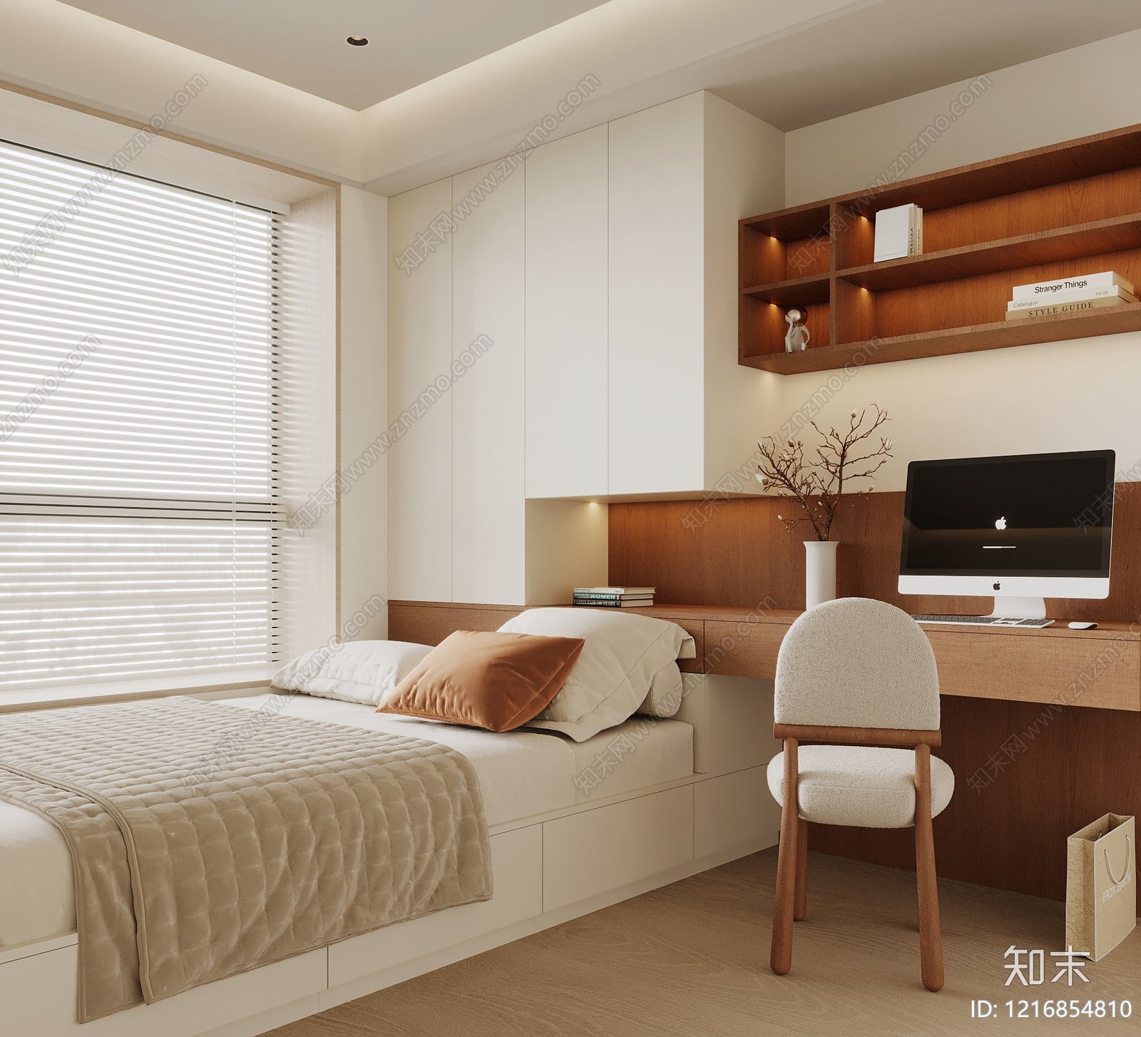 现代榻榻米卧室SU模型下载【ID:1216854810】