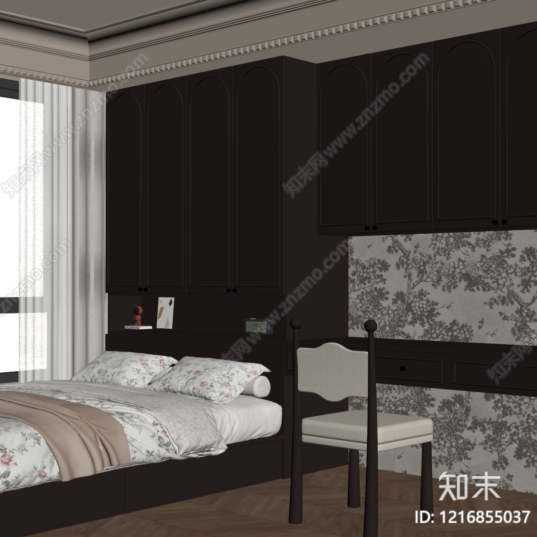 现代榻榻米卧室SU模型下载【ID:1216855037】