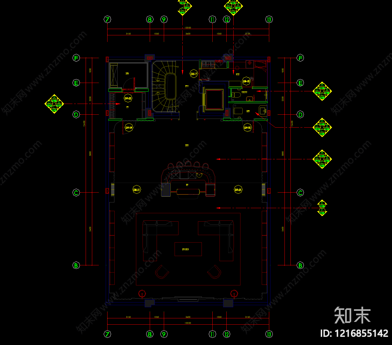别墅cad施工图下载【ID:1216855142】