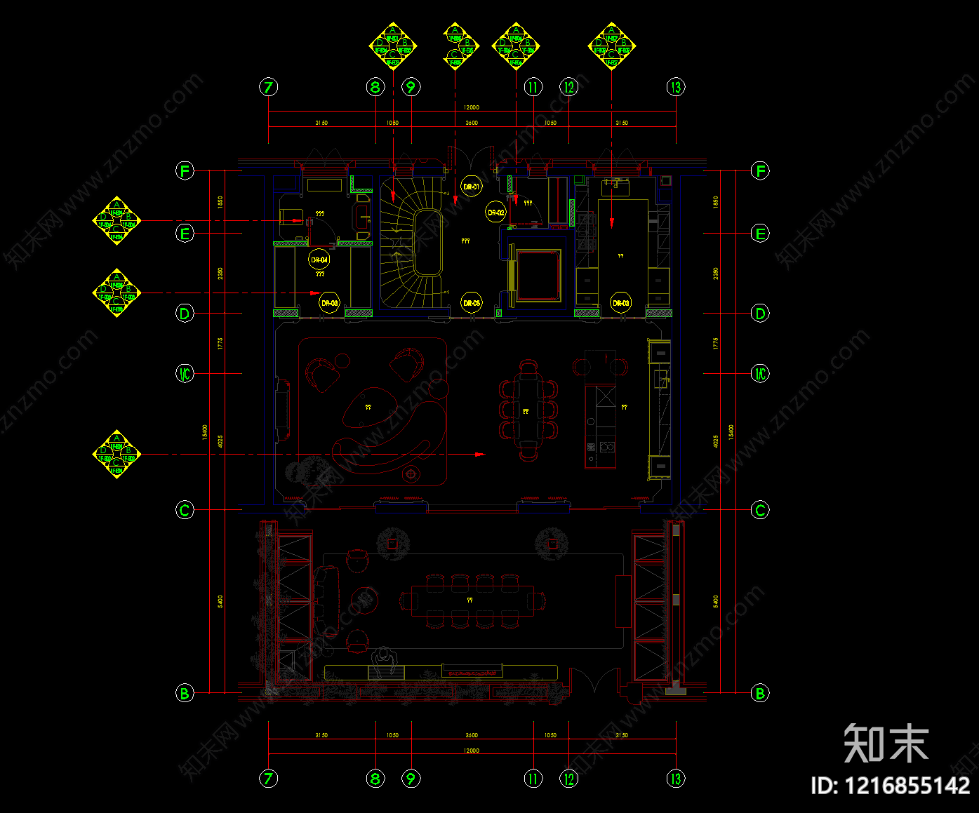 别墅cad施工图下载【ID:1216855142】