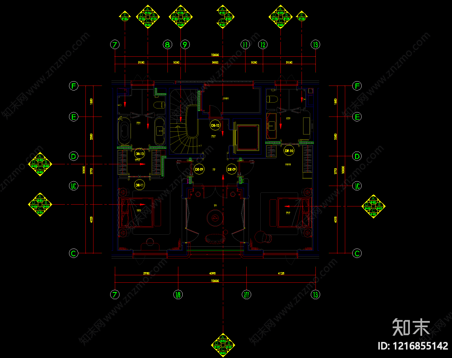 别墅cad施工图下载【ID:1216855142】