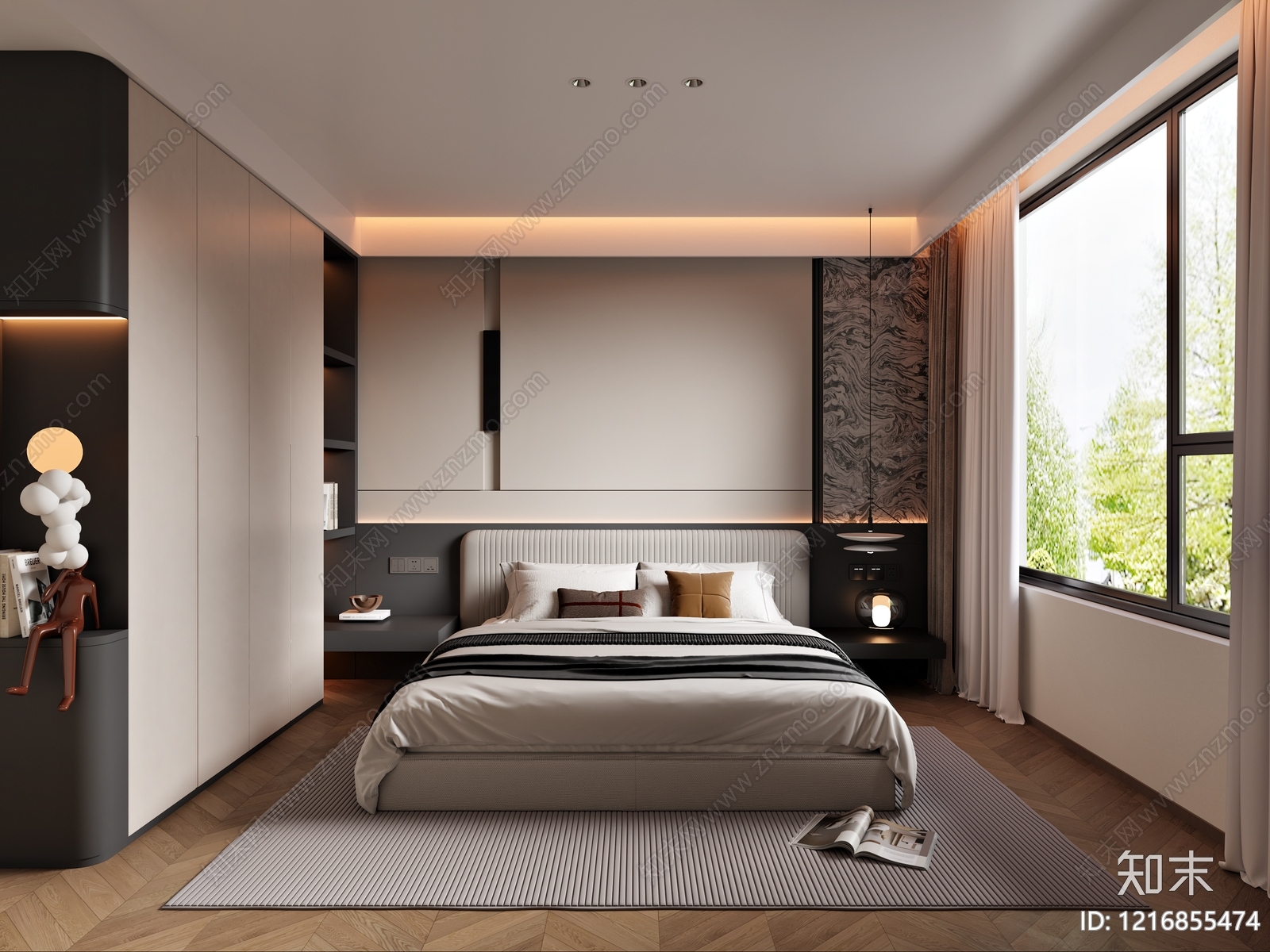现代简约主卧3D模型下载【ID:1216855474】