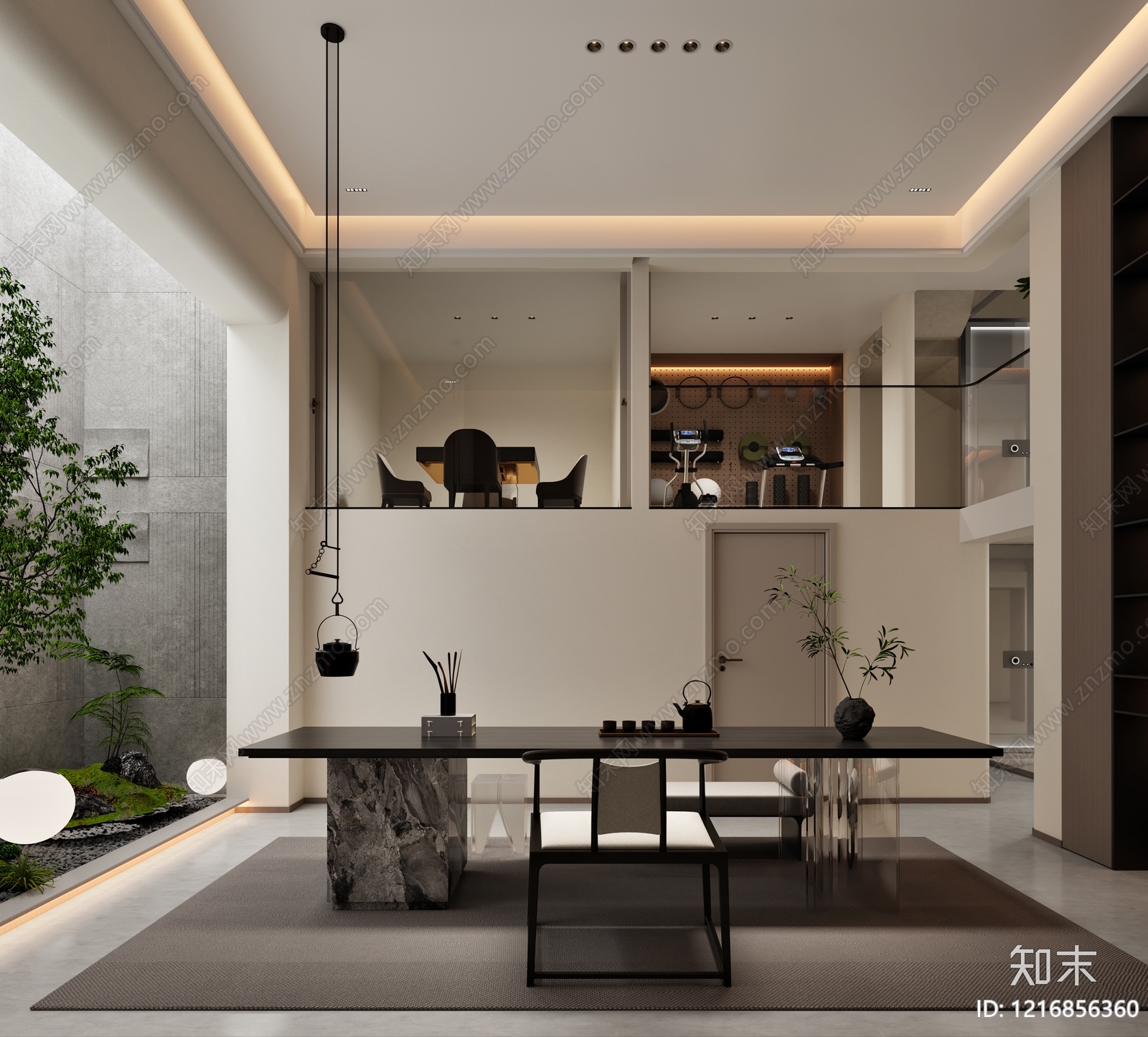 新中式茶室3D模型下载【ID:1216856360】